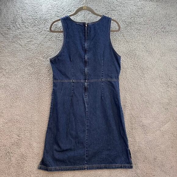 Vintage‎ Expressions Women's Medium Denim Sleeveless Dress Embroidered Design - Picture 8 of 10
